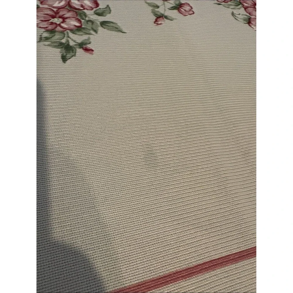 Floral Border Pink and White Tablecloth